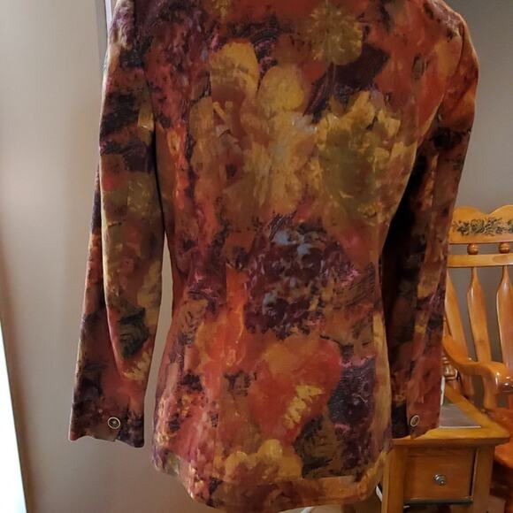 Coldwater Creek Linen Jacket Floral Autumn Fall 4 Button Lined Career Wear 4 - Picture 4 of 9